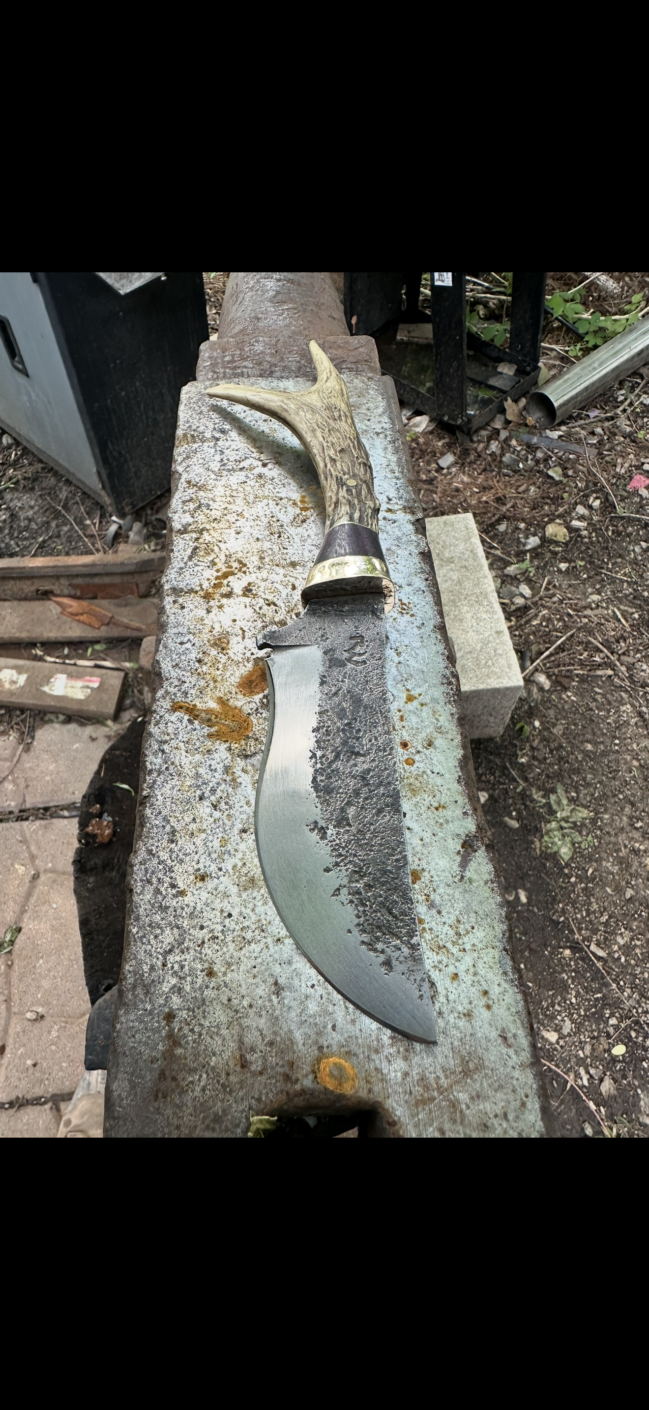 Kukri-style blade with antler handle